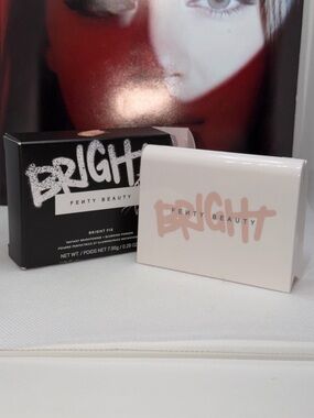 Fenty Beauty Bright Fix Compact - White & Black with Pink Logo